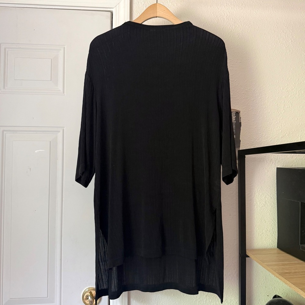 LATTELIER black rib ribbed boat neck oversized tunic short sleeve shirt tee